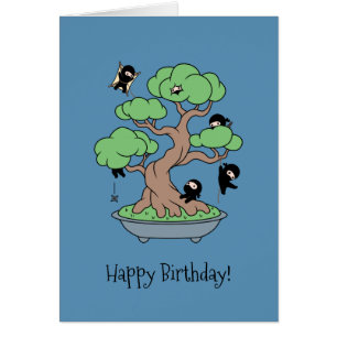 Humoristische verjaardagsninja's in Bonsai Blue Ka