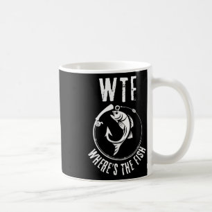 Humoristische WTF waar is de vis voor Geviste enth Koffiemok