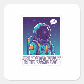 Humorous Astronaut in Cosmic Void | Funny Space Vierkante Sticker
