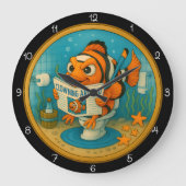 Humorous Clownfish Badkamer Grote Klok (Voorkant)