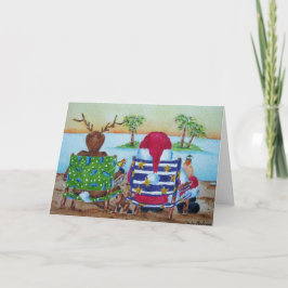 Humorous Santa and Reindeer Christmas Card Feestdagen Kaart