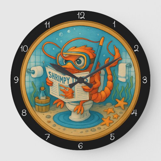 Humorous Shrimp Badkamer Grote Klok (Voorkant)