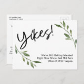 Humorous Simple Greenery uitgesteld bruiloft updat Briefkaart (Voorkant / Achterkant)