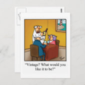 "Humour de vin drôle" Carte postale "Millésimé?" (Devant / Derrière)