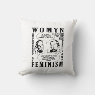 Humour féministe rétro lancer oreiller