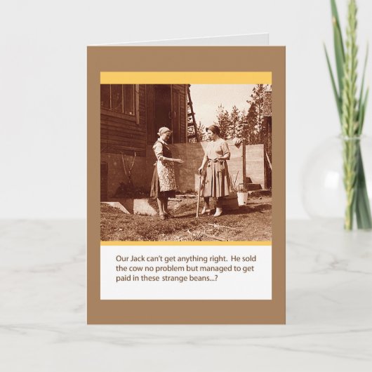 humour vintage, carte 'Jack's beans' (Devant)