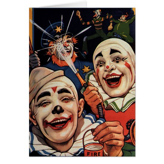 Humour vintage, clowns de cirque riants et police (Devant)