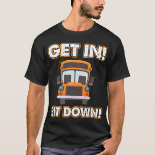 Humoureus-buschauffeur zit op zijn plaats t-shirt
