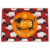 Humoureus Chinees varkensjaar 2019 L Gift Bag Groot Cadeauzakje (Voorkant)