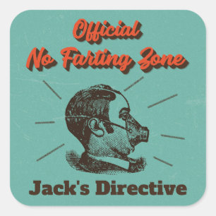 Humoureus No Farting Zone  Turquoise Vierkante Sticker