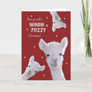 Humoureus Warm & Fuzzy kerstkaart met Llamas Feestdagen Kaart