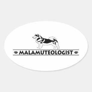Humoureuze Alaskan Malamute Ovale Sticker