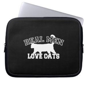 Humoureuze echte Mannen liefdeskatten Laptop Sleeve