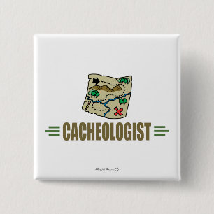 Humoureuze geocaching vierkante button 5,1 cm