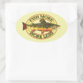 Humoureuze vis meer - minder forel werken Vist Ovale Sticker (Tas)