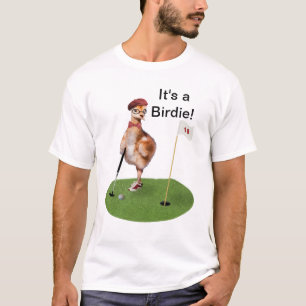 Humoureuze vogel die Golf speelt,  tekst T-shirt
