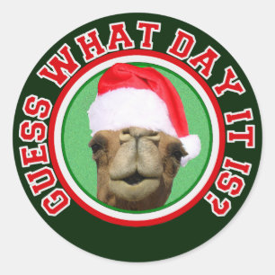Hump Day Camel raad eens op welke dag het Kerstmis Ronde Sticker