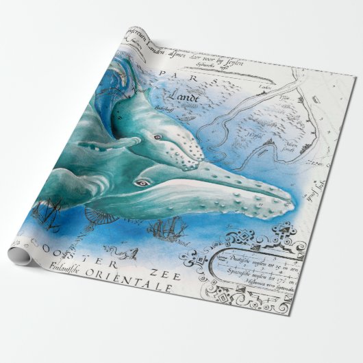 Humpback Family Map Cadeaupapier (Uitgerold)