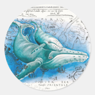 Humpback Family  Map Ronde Sticker