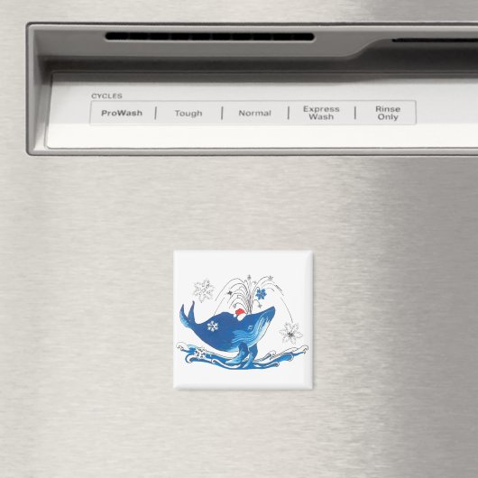 Humpback kerstwalvis met Santas Pet Snowflake Magneet (Insitu (Vaatwasser))