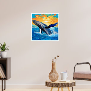 Humpback Sunset Leap Kunst Poster