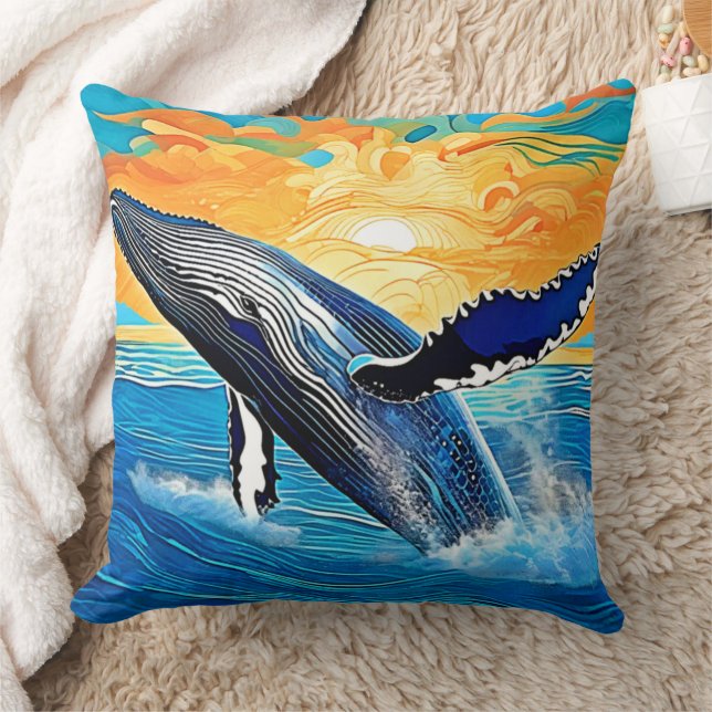 Humpback Sunset Sprong Kunst Kussen (Deken)