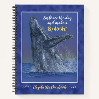 Humpback Whale Art op Blue 8 1/2 inch x 11 inch Sp Notitieboek