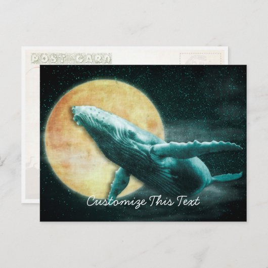 Humpback Whale die naar de Kaarten van de Moon Pos (Voorkant / Achterkant)