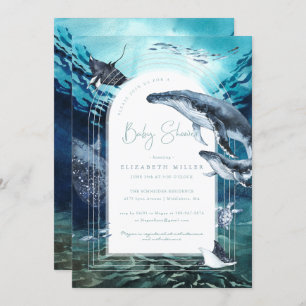 Humpback Whale Ocean Baby shower Invitation Kaart