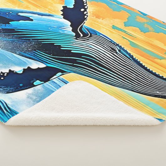Humpback Whale Ocean Freedom Jump Design Sherpa Deken (3/4)