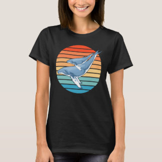 Humpback Whale op Retro Sunset T-Shirt