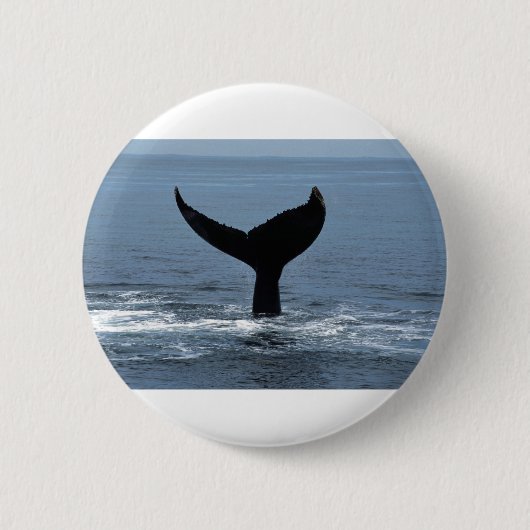 Humpback whale tail ronde button 5,7 cm (Voorkant)