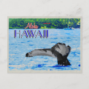 Humpback Whale TailHawaii Vintage Travel Poster Briefkaart