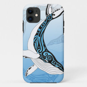 Humpback Whale Tribal Blue Art iPhone 11 Hoesje