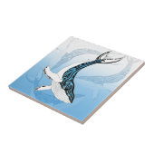 Humpback Whale Tribal Blue Art Tegeltje (Zijkant)