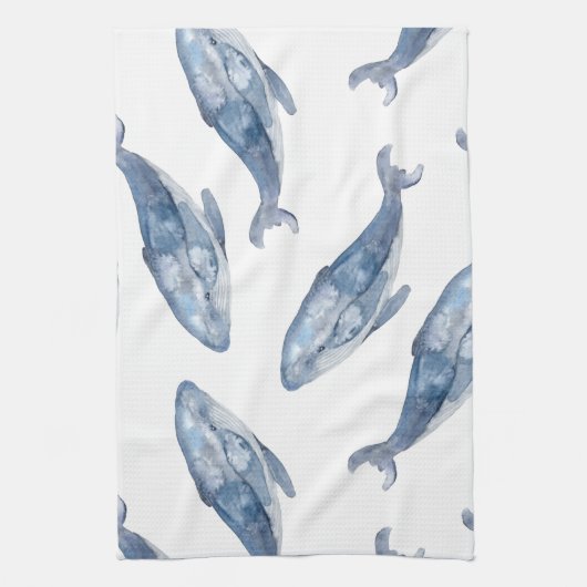 Humpback Whales in Waterverf Theedoek (Verticaal)