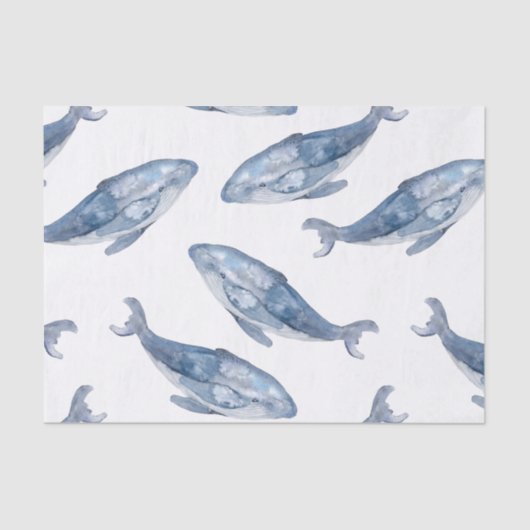 Humpback Whales in Waterverf Tissuepapier (Voorkant)
