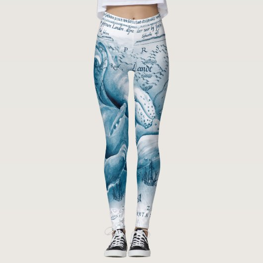 Humpbacks Blue Map Leggings (Voorkant)