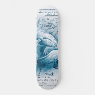 Humpbacks Blue  Map Skateboard
