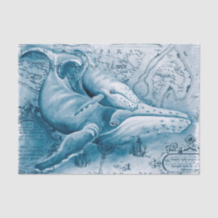 Humpbacks Blue Map Tissuepapier