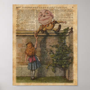 Humpty Dumpty & Alice Book Illustration Poster