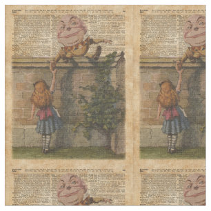 Humpty Dumpty & Alice Vintage Book Illustration Stof