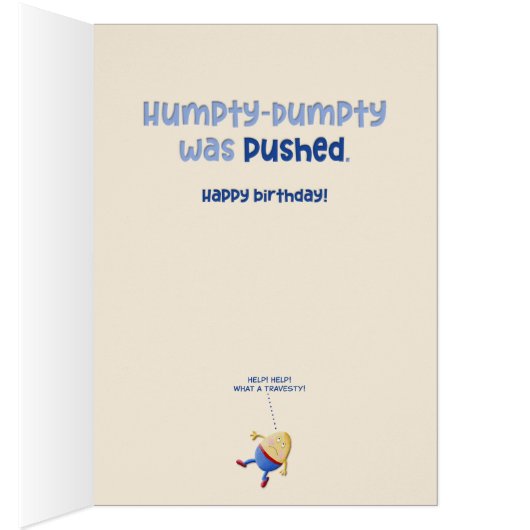 Humpty Dumpty News Flash Funny Birthday Card (Intérieur (Droit))