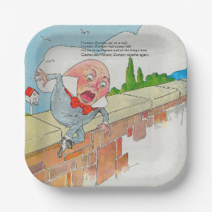 Humpty Dumpty op Muur Moeder Gans Kwekerij Rijm Papieren Bordje