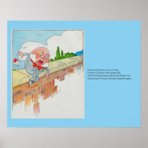 Humpty Dumpty op Muur Moeder Gans Kwekerij Rijm Poster