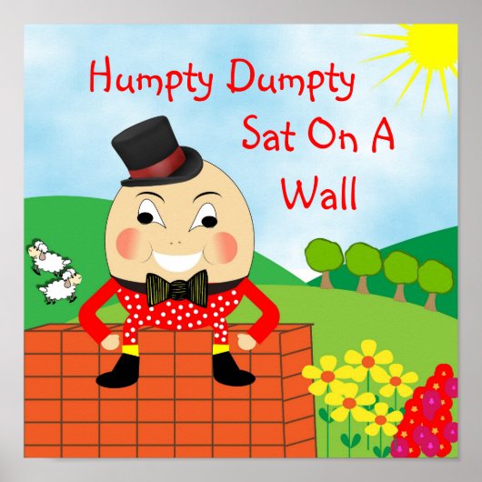 Humpty Dumpty Sat on the Wall Nursery Rhyme Poster (Voorkant)
