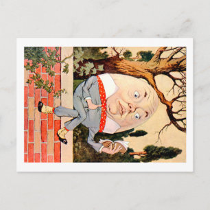 Humpty Dumpty zat op een muur in Wonderland Briefkaart