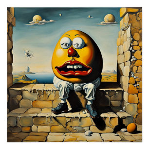 Humpty Dumpty zit op een muur Perfect Poster