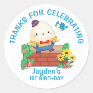 Humpty Dumpty zit op een muurstickers Ronde Sticker