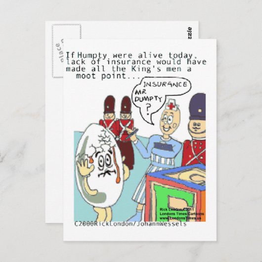 Humpty & Medical Insurance Funny T - shirts Kaarte Briefkaart (Voorkant / Achterkant)